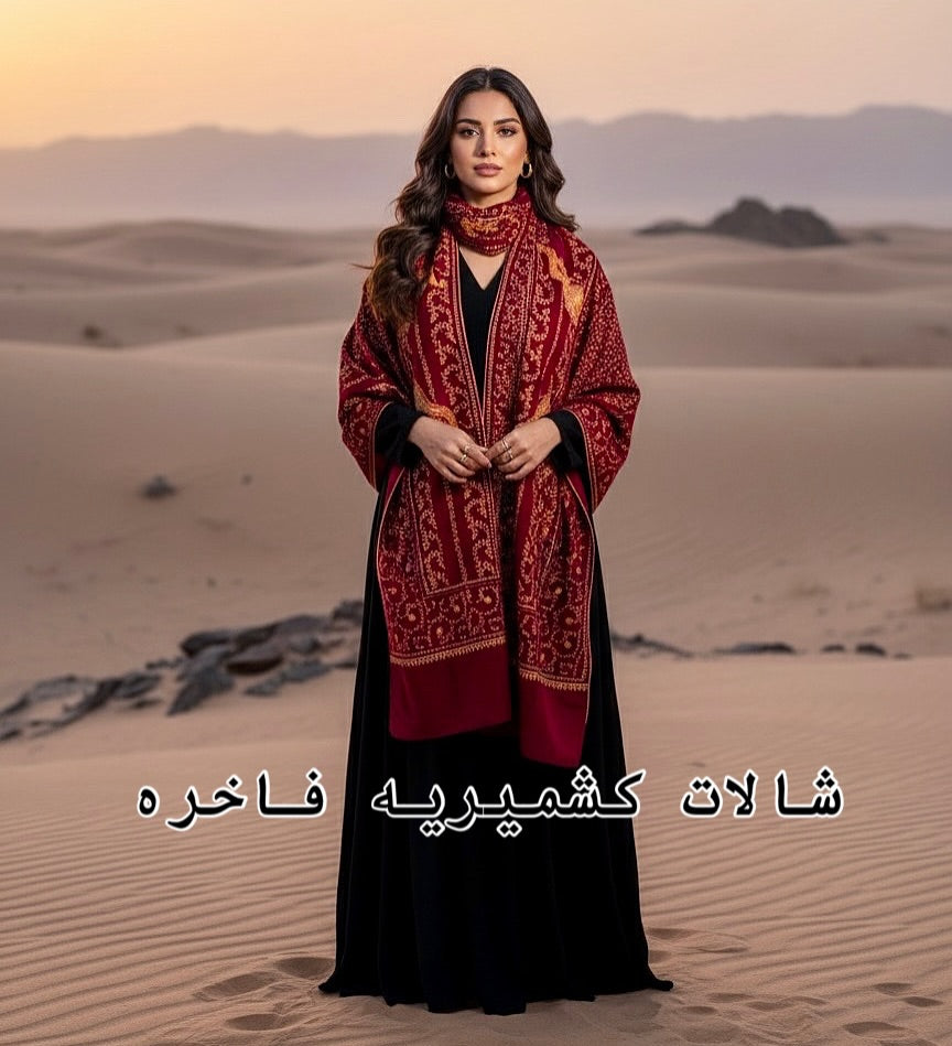 Pashmina Womens Extra Fine Wool Shawl, Tone On Tone Embroidery Design, Red