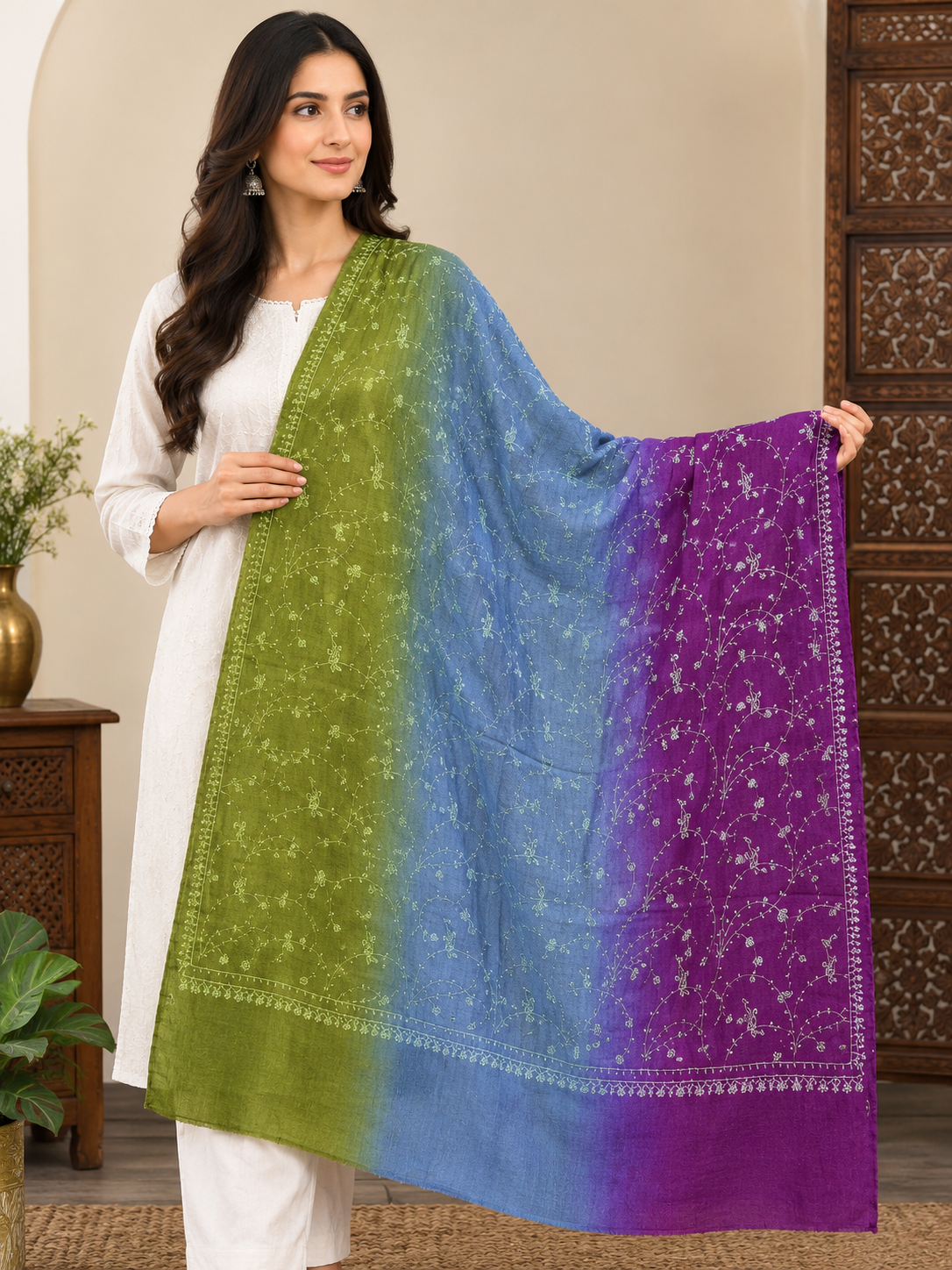 Handmade Pashmina Sozni Shawl
